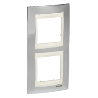 Рамка 2-м Unica верт. сереб. беж. вставка SchE MGU66.004V.510 Schneider Electric