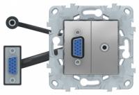 Розетка аудио/видео HD15 Unica New + Minijack механизм алюм. SchE NU593230 Schneider Electric