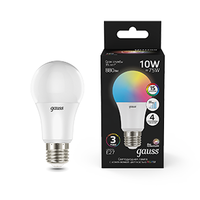 Лампа светодиодная LED 10 Вт RGBW+димирование E27 A60 Black Gauss - 102102410