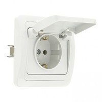 Розетка 1-м СП Лондон 16А IP20 с заземл. крышкой бел. PROxima EKF EER16-029-10