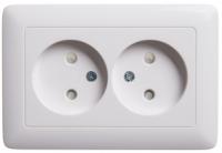 Розетка 2-м СП Хит 16А IP20 без заземл. защ. шторки бел. SchE RS16-230-B Schneider Electric
