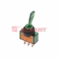 Тумблер 12V 20А (3c) ON-OFF однополюсный с зеленой подсветкой | 36-4373 REXANT
