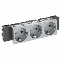 Розетка тройная 0° Modul45connect с з/к, 250 В, 16A (серебристый) (STD-D0C AL3) | 6120392 OBO Bettermann