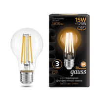 Лампа светодиодная филаментная Filament 15Вт A60 2700К тепл. бел. E27 1400лм GAUSS 102902115