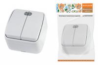 Выключатель 2-кл. открытой установки с подсветкой IP20 10А, белый "Дача" Народная | SQ1824-0004 TDM ELECTRIC