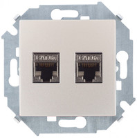 Механизм розетки комп. Simon15 2мод. RJ45 + CAT.6A (АМР FTP) шампань Simon 1591564-034