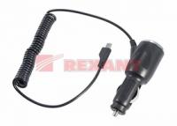 Автозарядка в прикуриватель microUSB (АЗУ) (5 V, 1000 mA) шнур спираль 1.5 м черная | 16-0245 REXANT