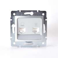 Механизм розетки компьютерной RJ45 + телефонной RJ11 СП Karina матов. серебр. LEZARD 707-4388-143