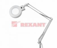 Лупа на струбцине , круглая, 3D, с подсветкой, белая | 31-0001 REXANT
